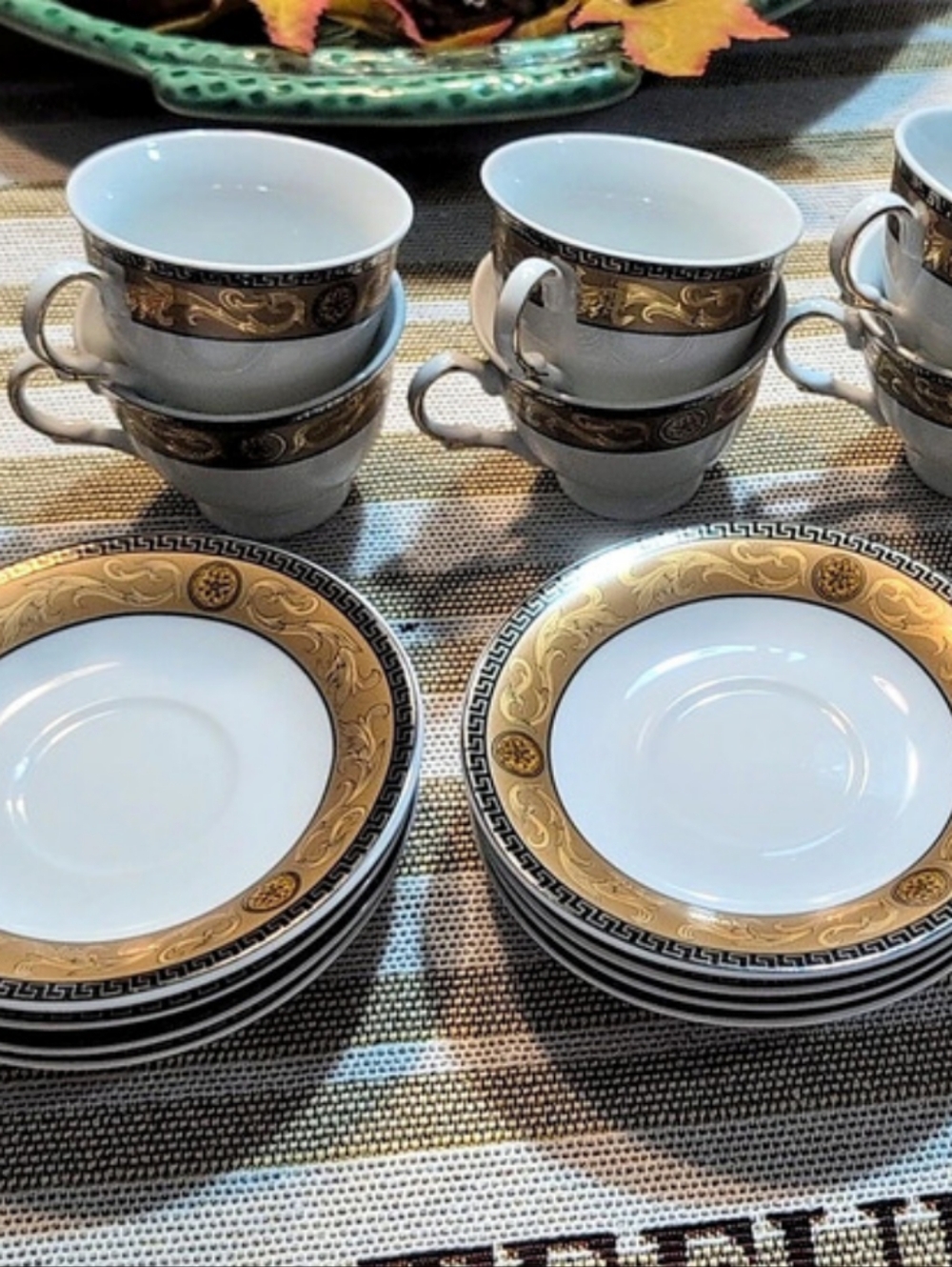 D'Moda By: Lorren Home Trends Expresso Cup & Saucer Set White Gold 16 Piece Set